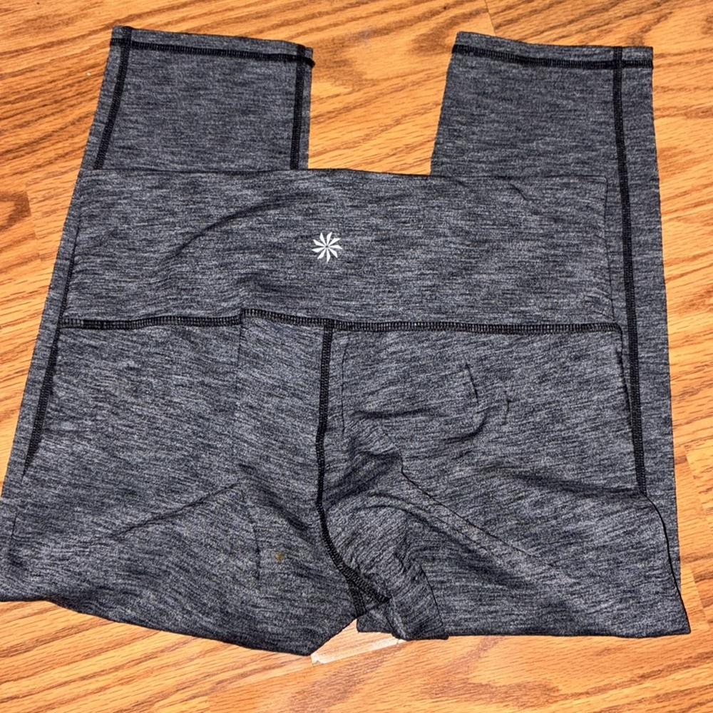 Athleta crop dark heathered gray with black seams